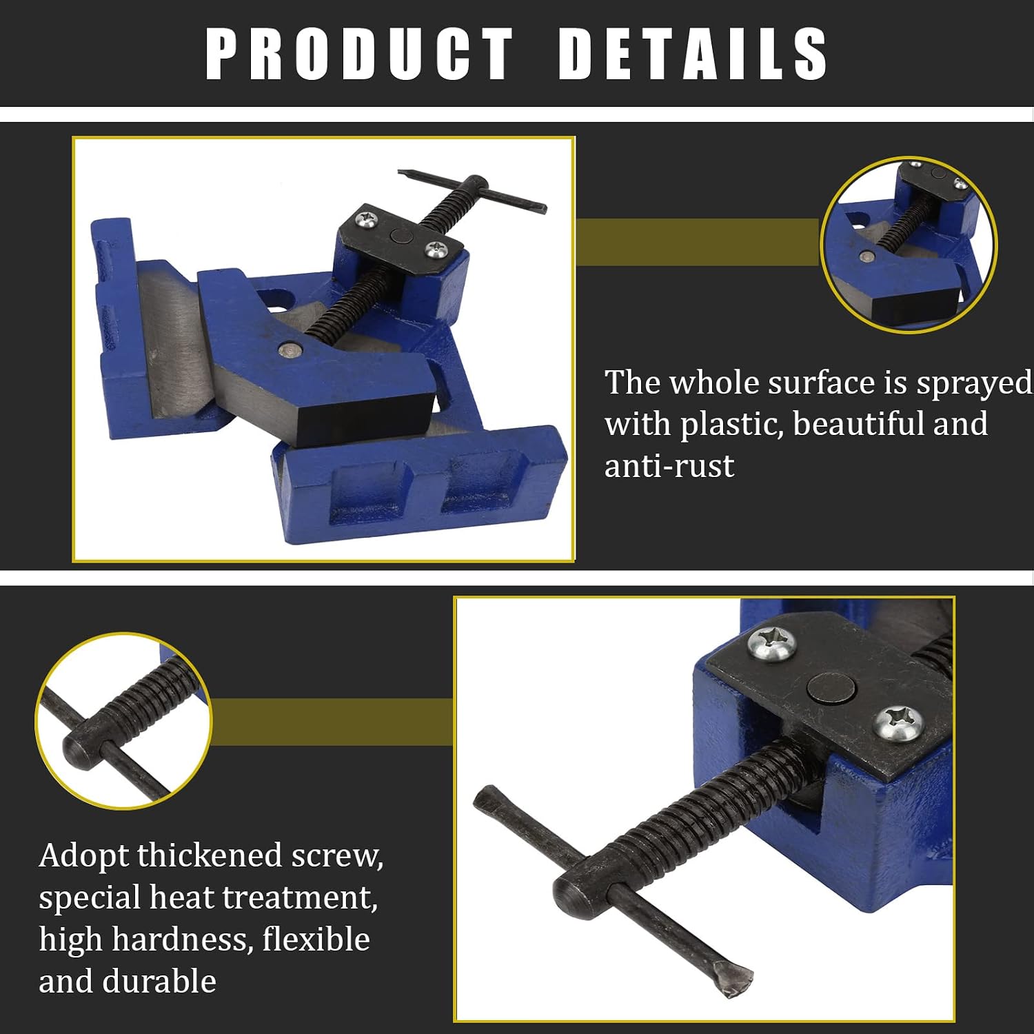 Right Angle Corner Clamp,Heavy Duty Welding Fixture,Adjustable Clamping Jaws,High Strength Adjustment Screw Rod,for Woodworking,Carpenter,Welding,Engineeringes