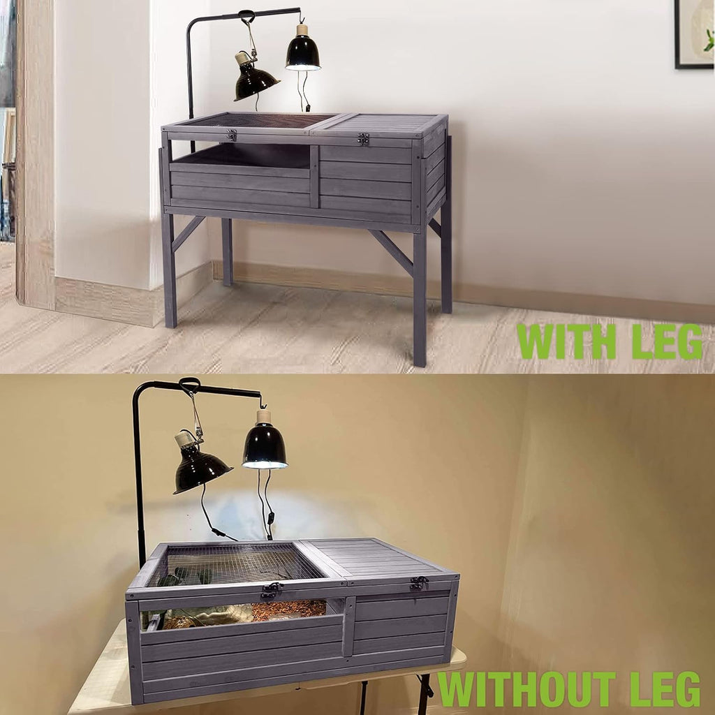 GUTINNEEN Tortoise House Indoor Tortoise Enclosure Habitat Wooden Turtle Cage with Lamp Holder Raised Detachable Legs