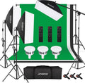 Andoer Photography Lighting Kit with Backdrops, 2800K-5700K 85W LED Softbox, 6.5x10ft Backdrop Stand System, Continuous Studio Lighting Kit for Photo Video Shooting