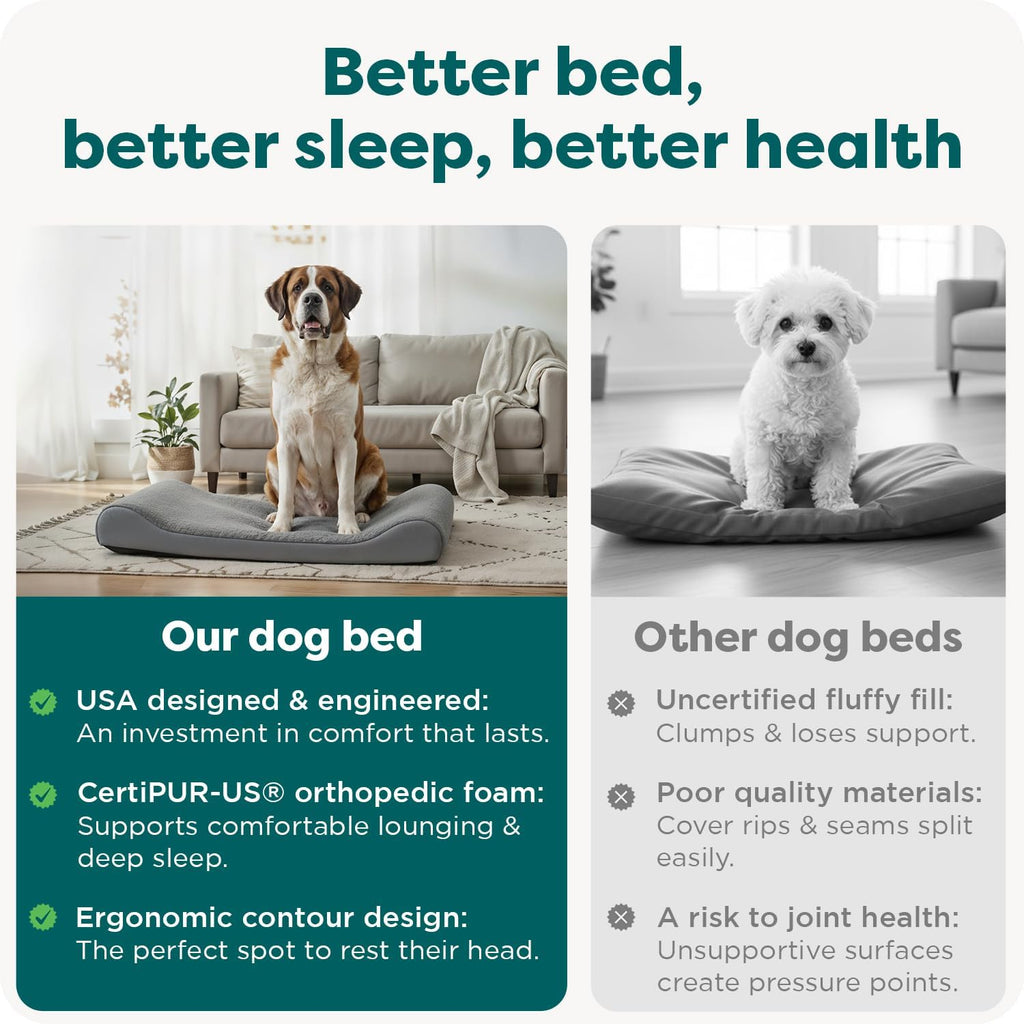 FurHaven Orthopedic Dog Bed for Large Dogs, Luxe Lounger Contour Mattress with Solid Orthopedic Foam Slab for Joint Support, Removable Washable Cover, Giant XXXL, Plush Suede, Gray