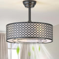 Black Fandelier Ceiling Fan with Light, 20' Caged Boho Ceiling Fans with Lights and Remote, Mid Century with 6 Speeds for Bedroom, Living Room, Nursery