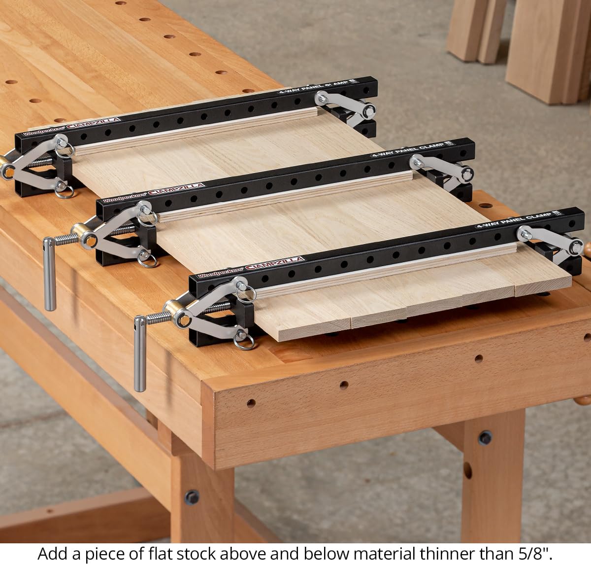 Woodpeckers Clampzilla 3.0, 18 Inch (4 Pack), 4-Way Panel Clamps for Glue-Ups on Cabinet Doors, Table Tops & Wood Panels, USA Made