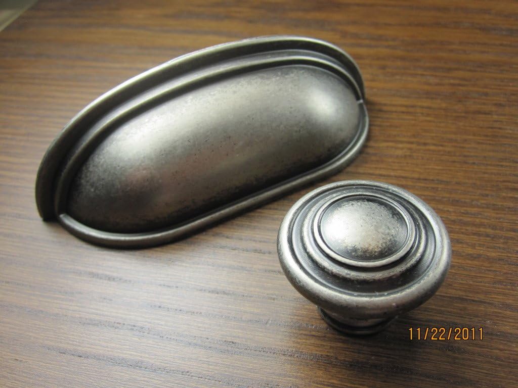 Montana Pull Bin Cup Handle Antique Pewter 3' Betweeen Screw Holes New 12 Pull Pack