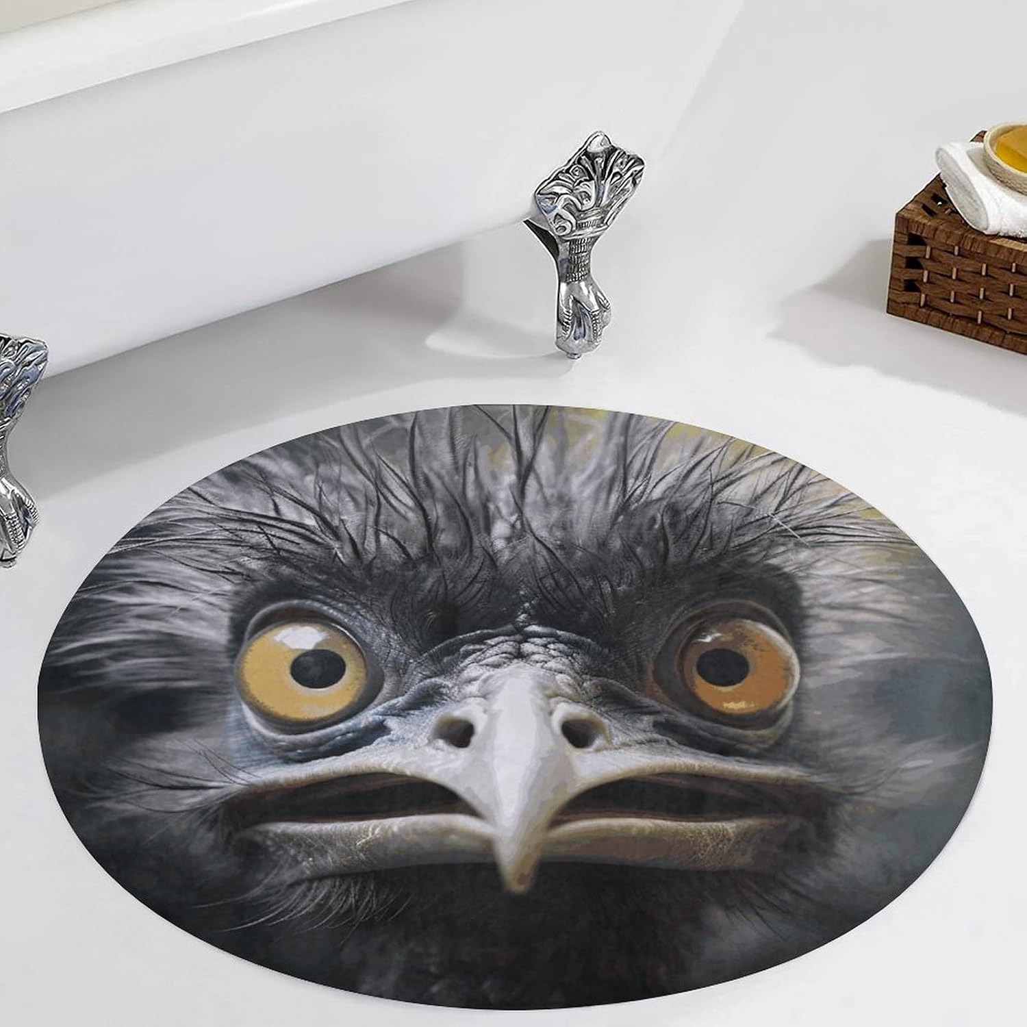 Emu Coral Velvet Round Floor Mat Non-Slip Bath Rug Floor Covering for Bathroom Vanity Guest Suite & Vacation Home