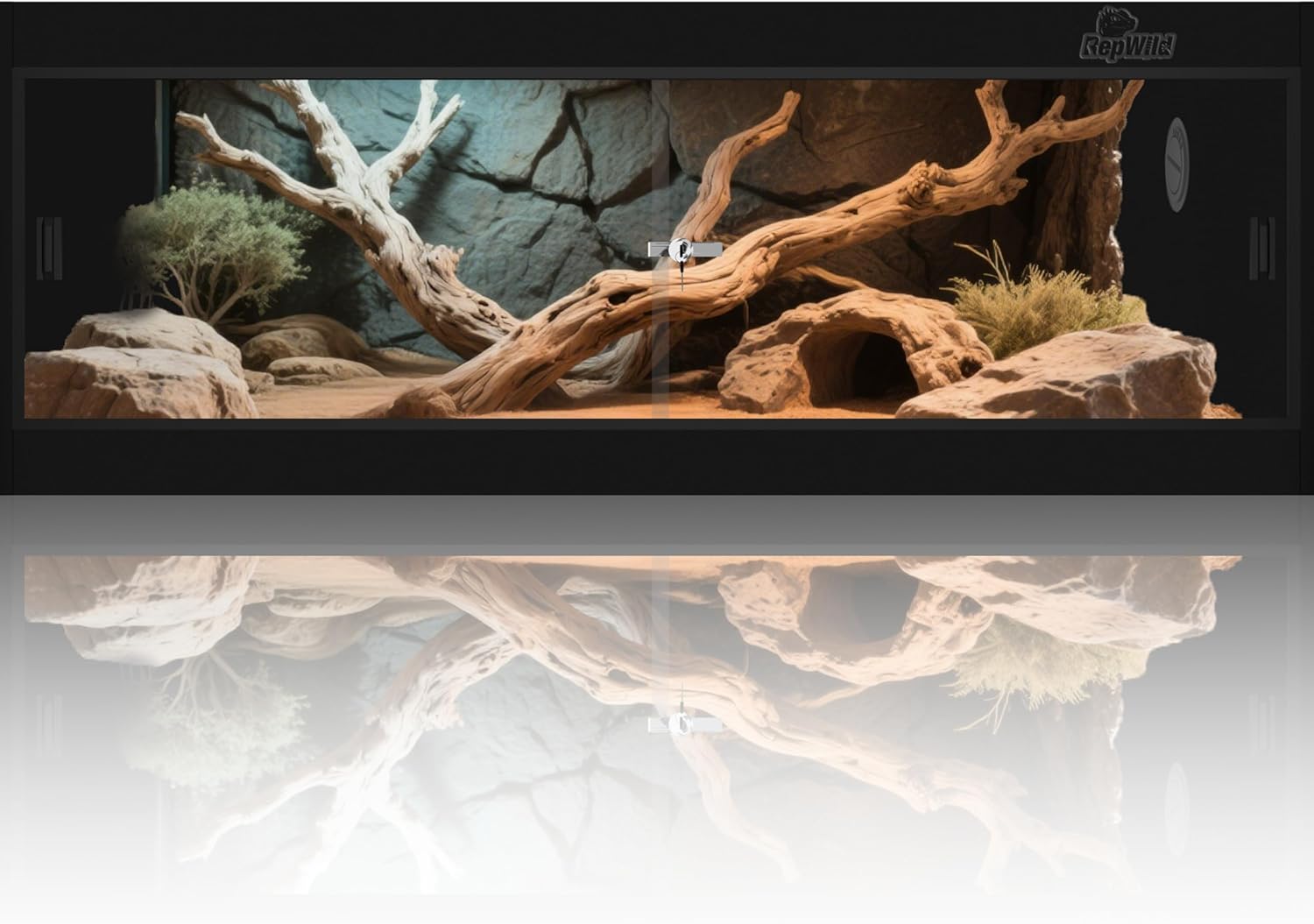 65 Gallon PVC Reptile Enclosure, RepWild 48'x18'x18' Terrarium/Tank with Heavy-Duty Screen Top, Glass Sliding Doors & Lock for Bearded Dragons, Ball Python, Geckos, Lizards