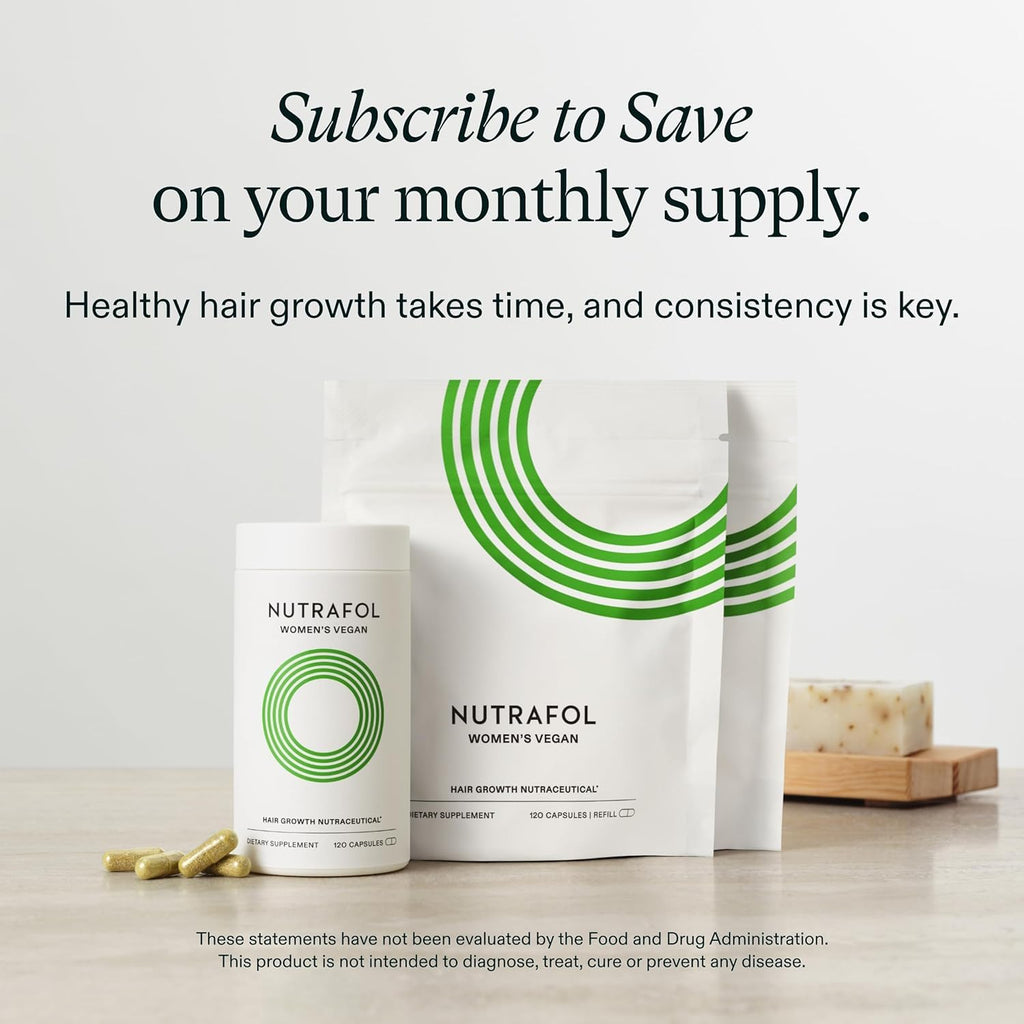 Nutrafol Women's Hair Growth Supplements, for Women 18-44 Years Old, Clinically Tested for Visibly Thicker, Stronger Hair, 100% Vegan Ingredients, Dermatologist Recommended - 2 Month Supply