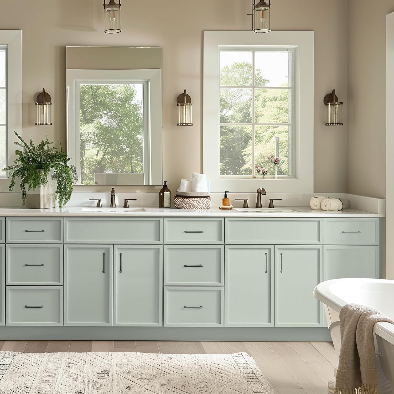 Solid Wood RTA Bathroom Vanity Sink Base Cabinet Sink Storage Cabinet with 2 Doors and 3 Left Drawers, Freestanding Bathroom Cabinet（Jade Green, 36'W × 21'D × 34-1/2'H