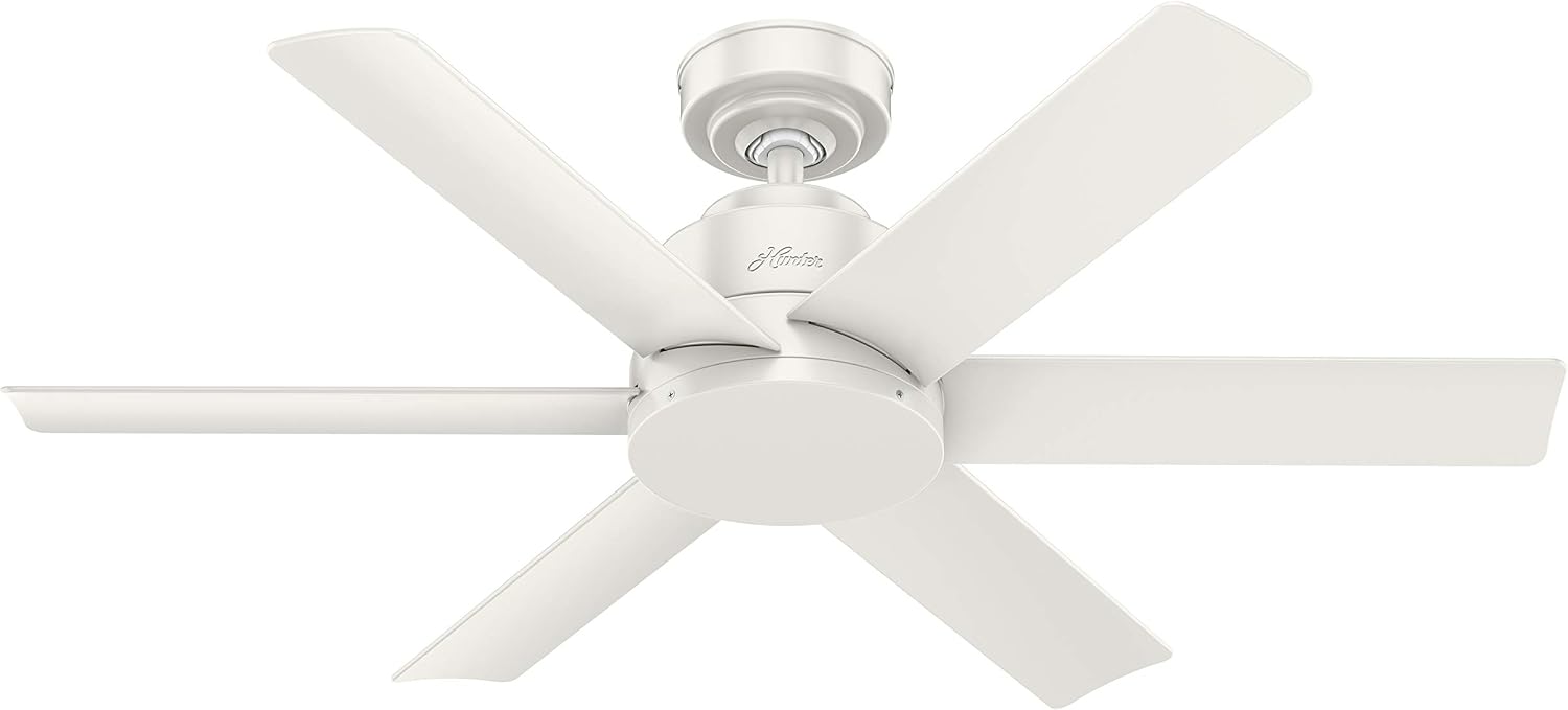 Hunter Fan 44 inch Contemporary Fresh White Finish Outdoor Ceiling Fan with 6 Blades (Renewed)