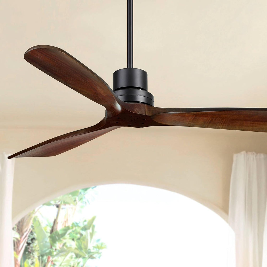 Casa Vieja 52' Delta-Wing DC Modern Industrial Indoor Outdoor Ceiling Fan with Remote Control Matte Black Dark Walnut Damp Rated for Cottage Core Living Room Patio Exterior Home Includes 6' Downrod