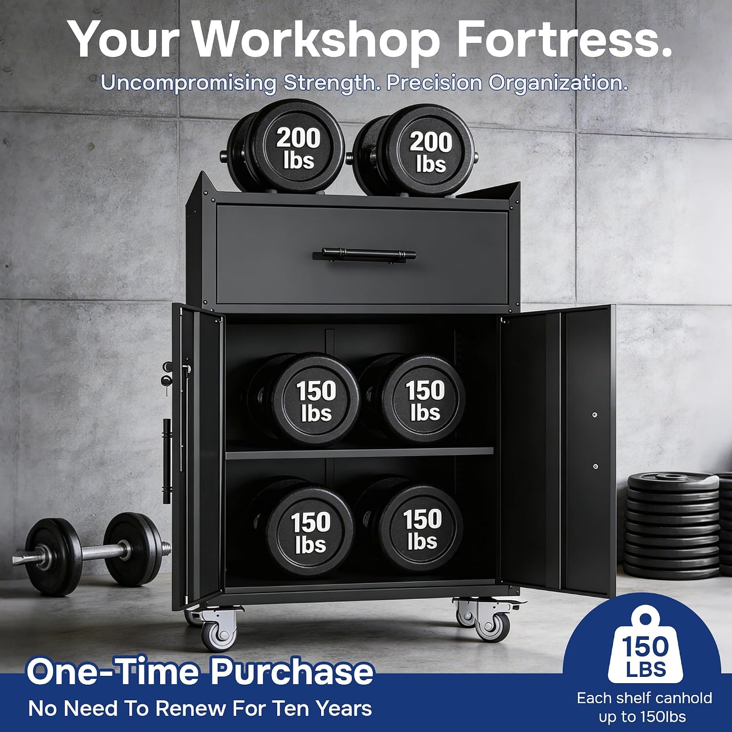Metal Storage Cabinet with Wheels,Adjustable Shelves with Doors and Lock,Sturdy and Durable Heavy Duty Utility Storage Cabinet for Office/Kitchen/Garage/Pantry Organizer