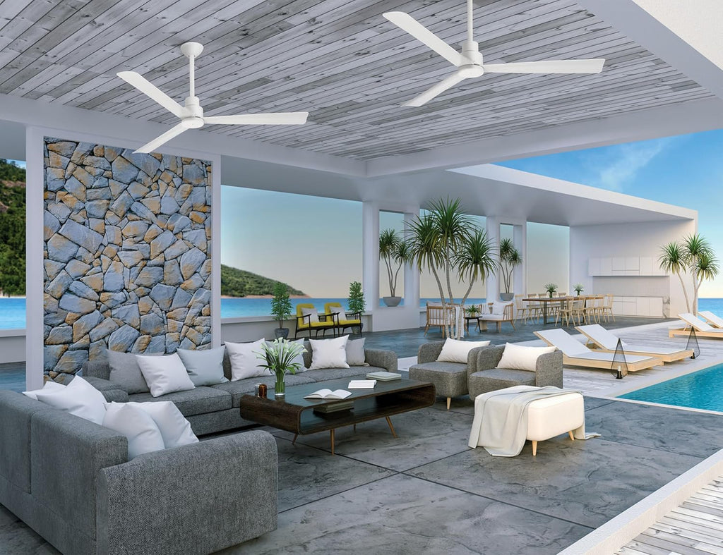 Minka-Aire F787-WHF Protruding Mount, 3 Flat White Bladed, Smart Ceiling Fan, White - Ivory