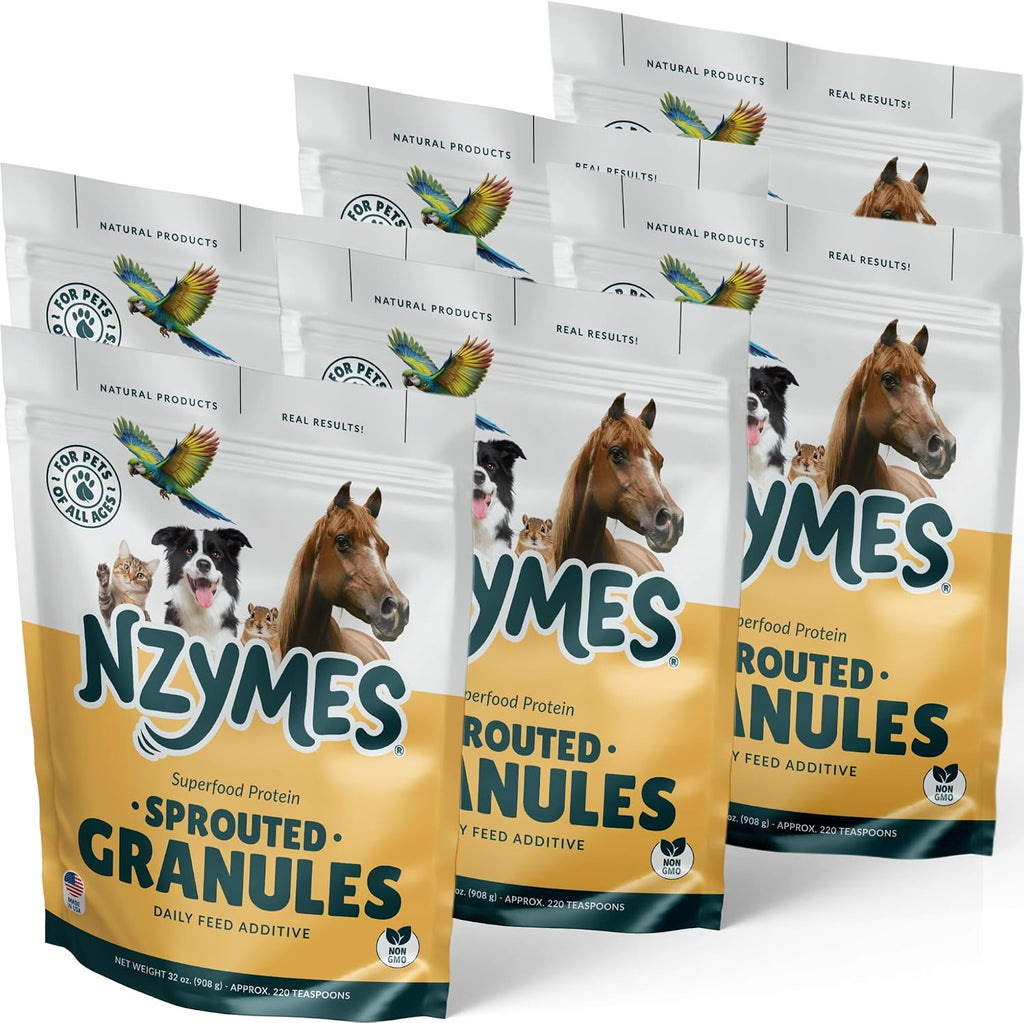 Nzymes® Sprouted Granules 2LBS (6 Pack) for Dogs, Cats, Horses, and Companion Pets. Raw Super-Food Protein and Antioxidant Nutrition. - 220 Servings - Made in the USA