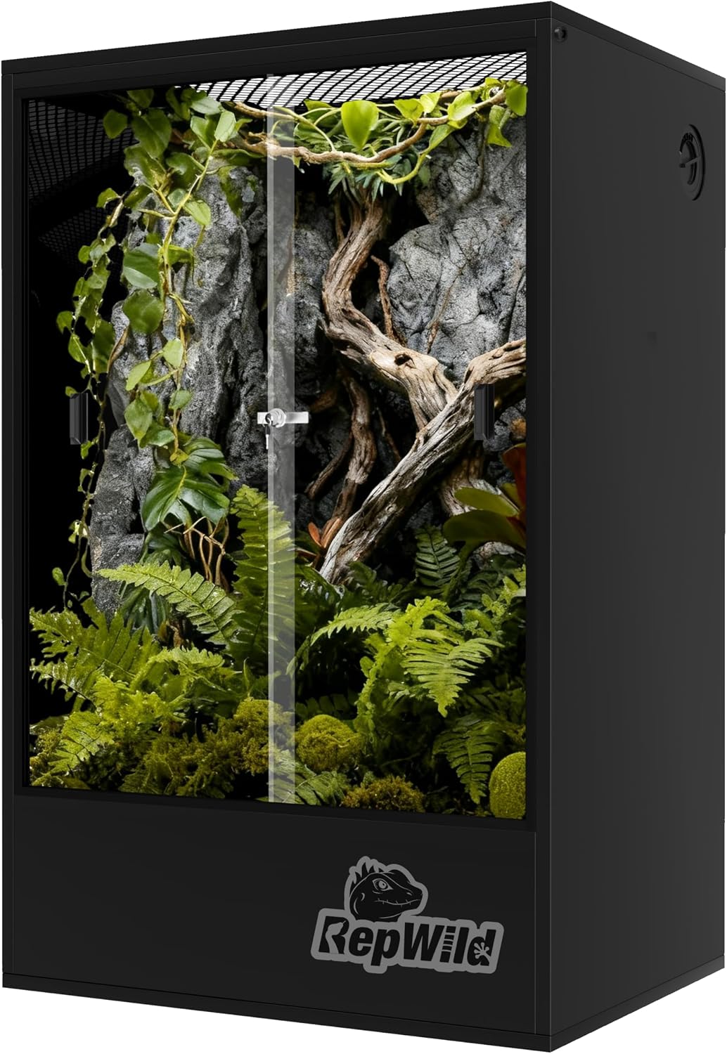 65 Gallon PVC Tall Reptile Tank/Terrarium, RepWild 24' x 18' x 36' Arboreal Reptile Habitat Enclosure with Sliding Door & Heavy-Duty Screen for Amphibians, Crested Gecko Lizard Chameleon