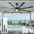 65 Inch Wet Rated Outdoor Smart Ceiling Fan with Light, All Weather IP Waterproof Fan, 9504 CFM High Airflow, 8 Black Aluminum Blades (Rust-Proof), Alexa/App Control for Large Patio, Pergola & Garage