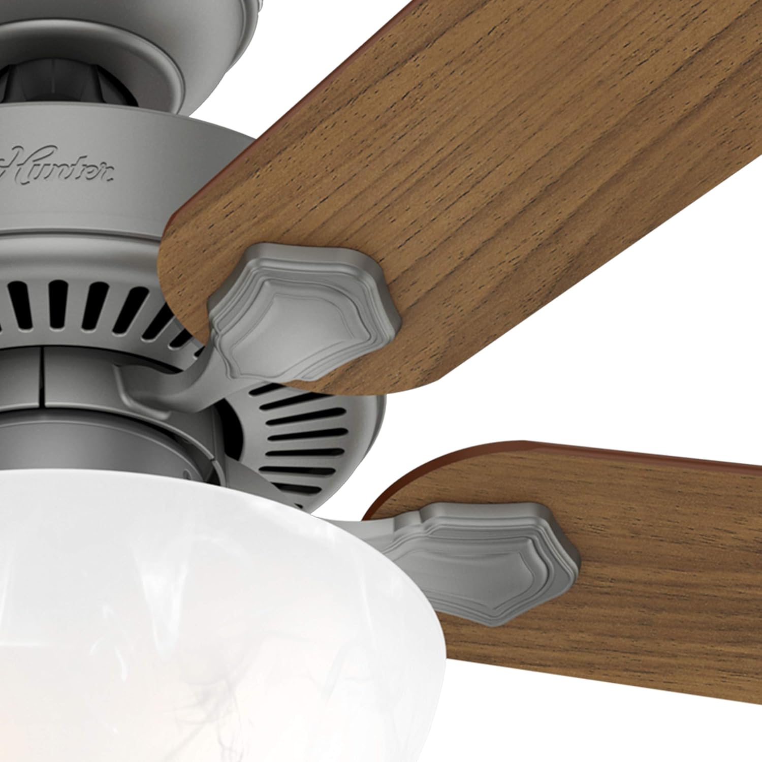 Hunter Fan 52 inch Traditional Matte Silver Indoor Ceiling Fan with Light Kit Y (Renewed)