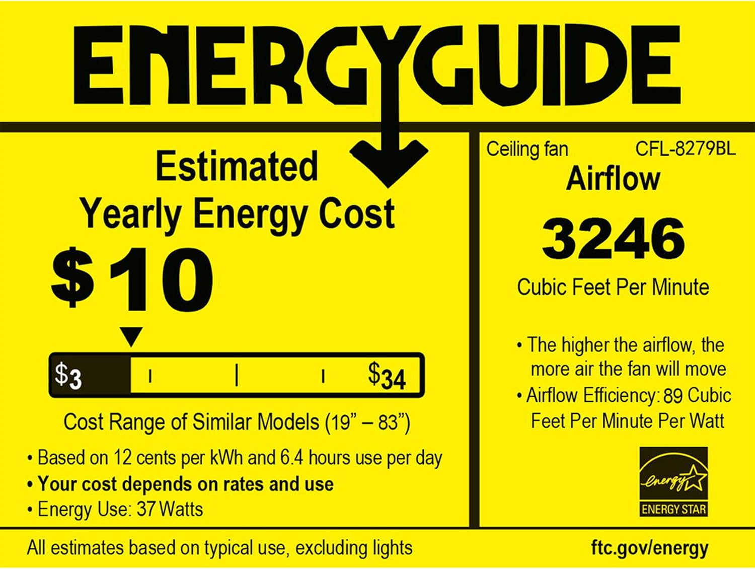 Warehouse of Tiffany CFL-8279BL Tohva 6-Light Ivory Tiffany 5-Blade Matte Black Ceiling Fan, 52'