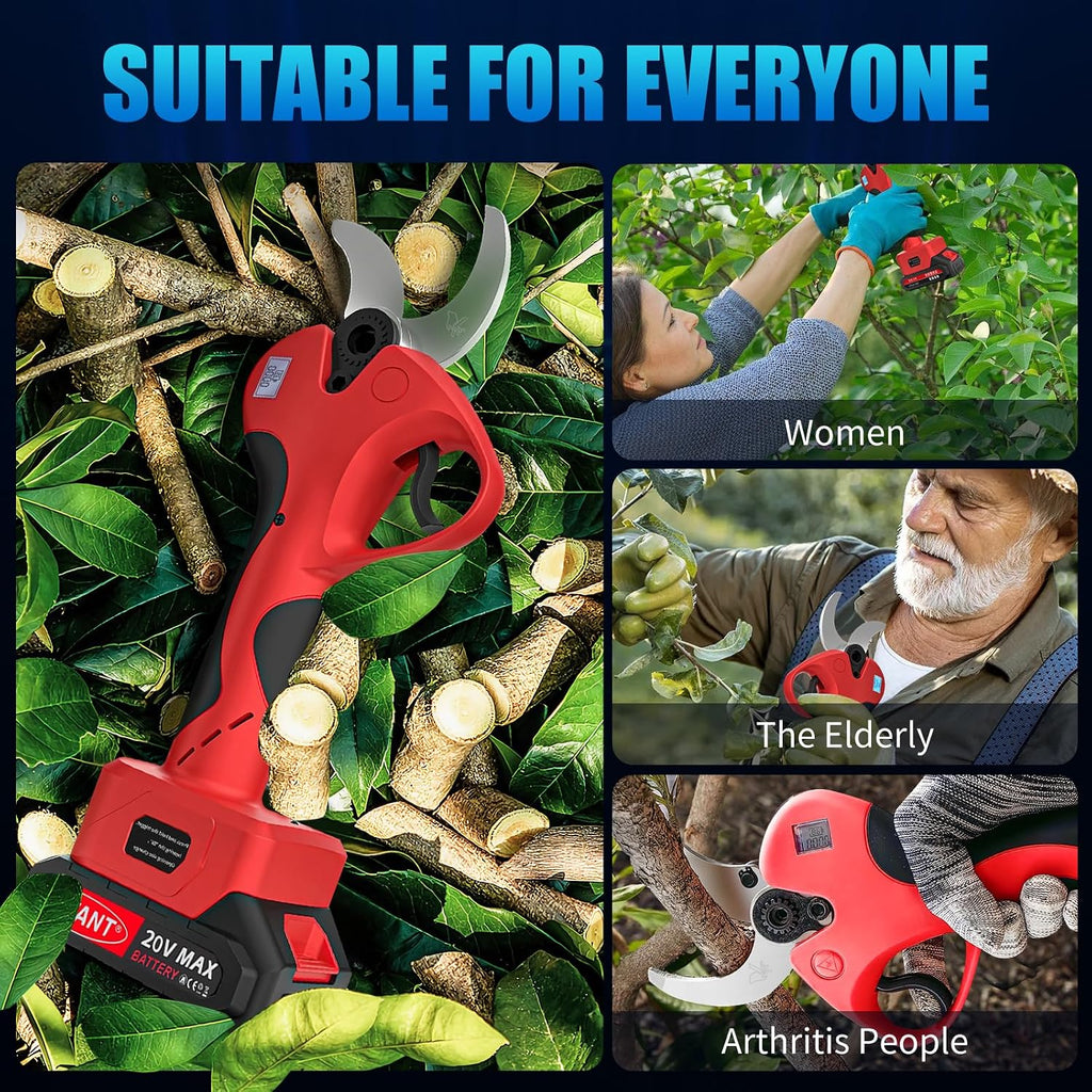 Electric Pruning Shears Cordless, 1.6'(40mm) Cordless Pruner, 2Pcs 2000mAh Battery Operated Pruning Shears & Electric Tree Pruner, SK5 Steel Blades Battery Powered Pruning Shears JOVANT