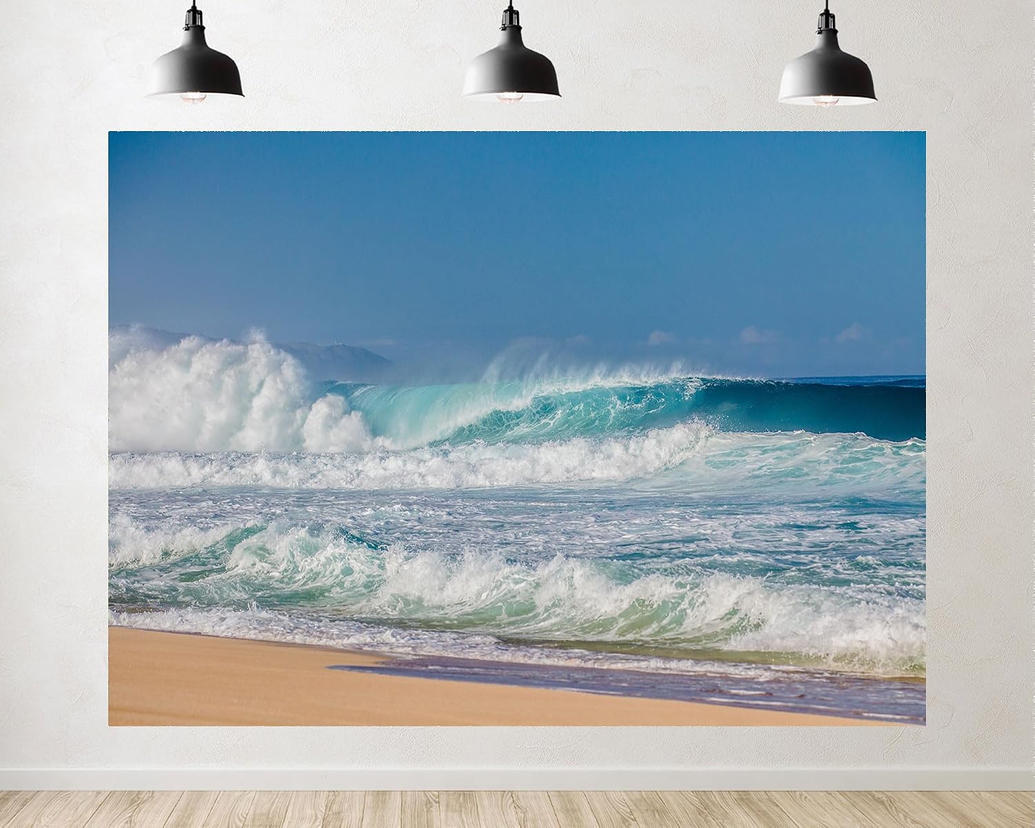 Trykid 20x10ft Coastal Waves Backdrop Turquoise Surf Golden Sand Clear Sky Ocean Photography Background Beach Shoot Tapestry Party Decoration Photo Studio Prop Fabric