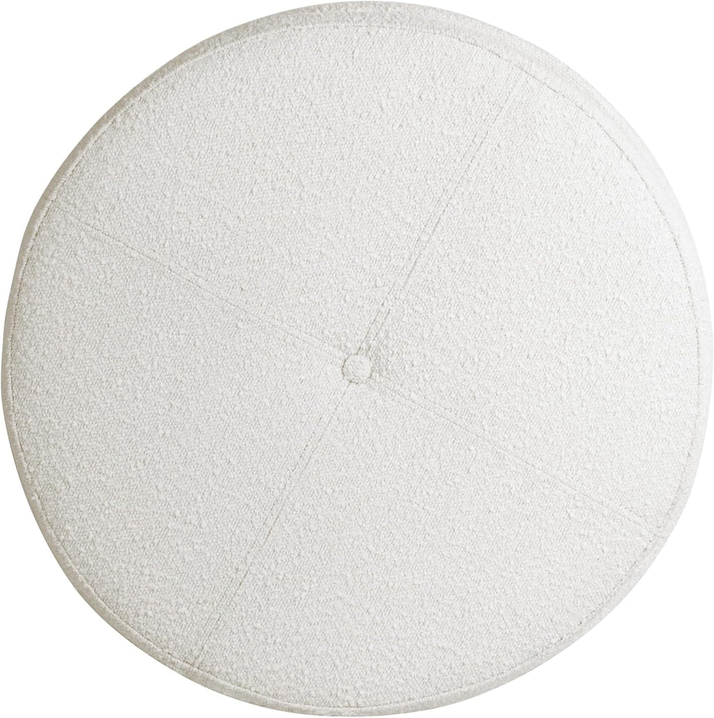 HomePop 24' Large Round Storage Ottoman - Cream Boucle
