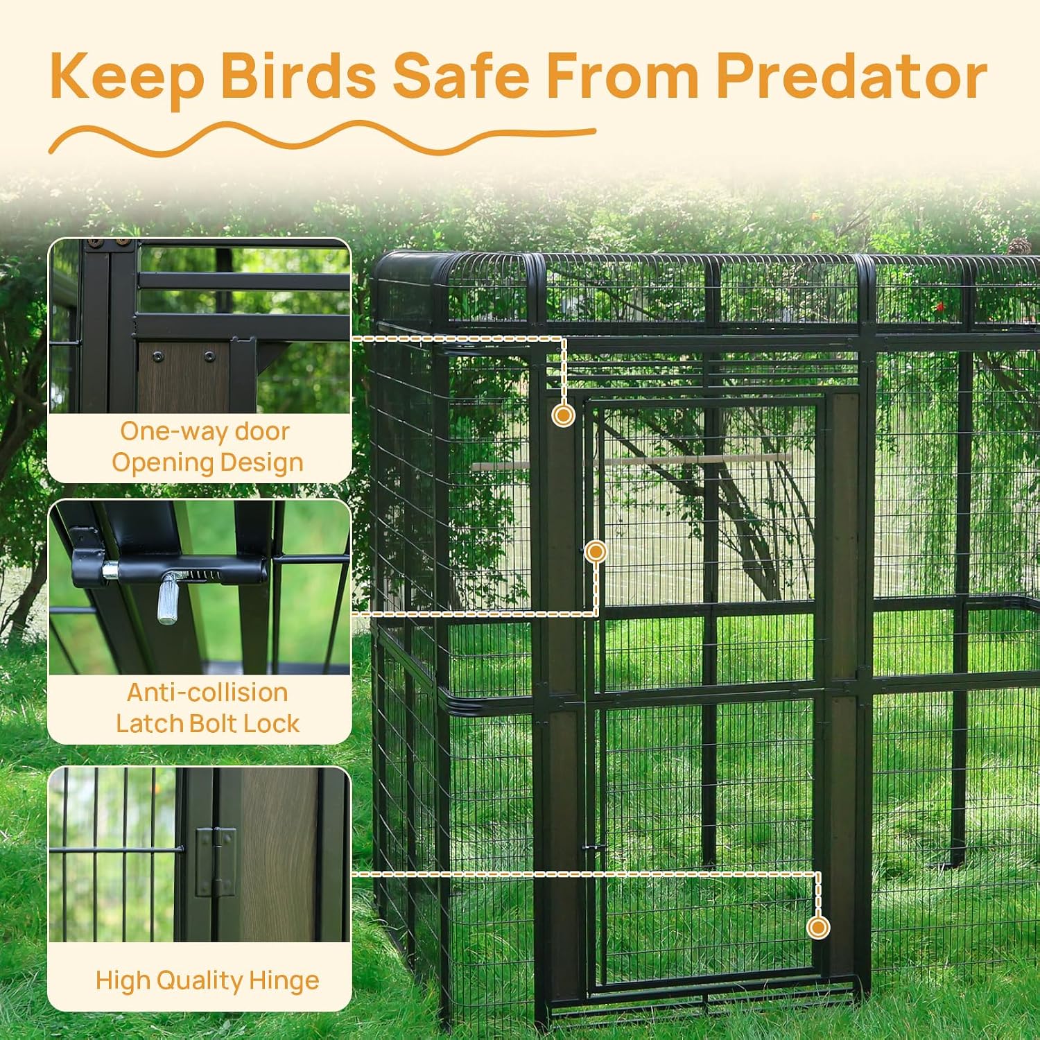 154' Heavy Duty Outdoor Walk-in Bird Cage - Carbon Crystal Board & Metal Aviary for Macaws, Budgies, Conures, Lovebirds & More - Spacious Flight Cage for Large & Small Birds