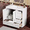 LUMISOL 36'' Bathroom Vanity with Sink, Freestanding Single Vanity with Ceramic Sink, Modern Bathroom Storage Cabinet with Soft Close Doors & Drawers for Guest Bath, Master Suite, Rental, White