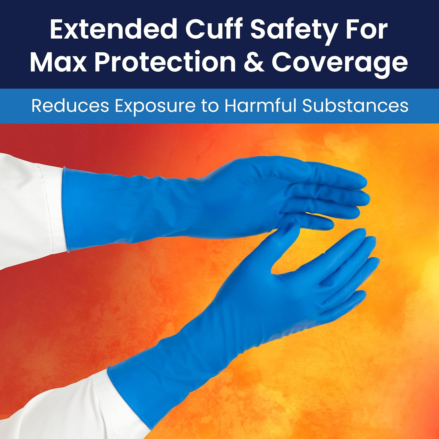 Adenna HERO Disposable Latex Gloves - 14 Mil, NFPA-Approved Heavy Duty Glove with 12' Extended Cuff & Micro-Textured Grip, Exam Grade, Powder Free, Case of 500, X-Large, Blue