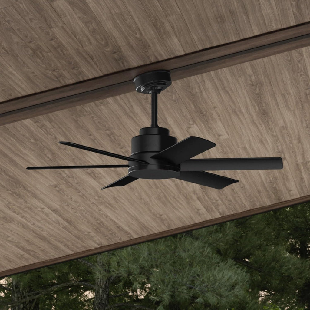 Hunter Fan 44 inch Contemporary Matte Black Indoor/Outdoor Ceiling Fan with 6 Blades (Renewed)
