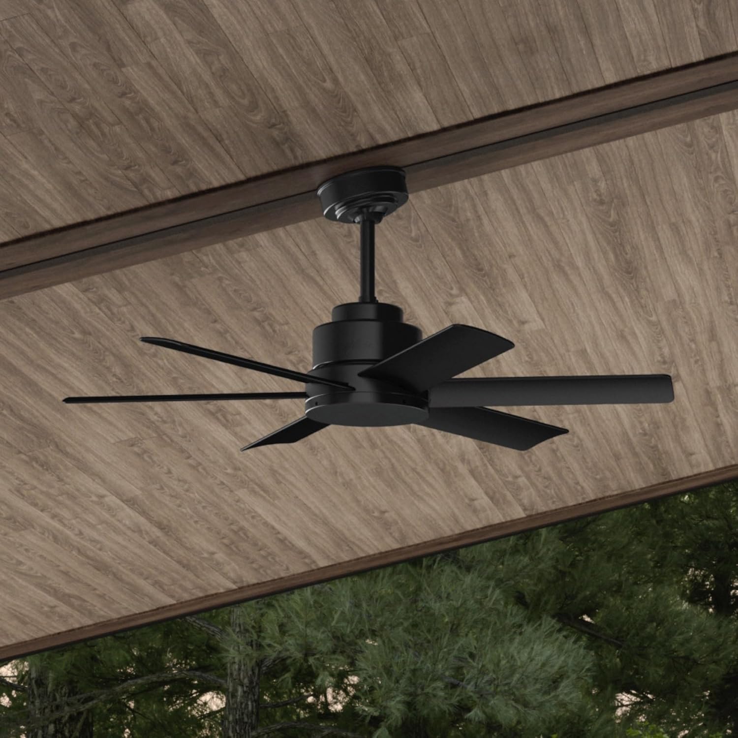 Hunter Fan 44 inch Contemporary Matte Black Indoor/Outdoor Ceiling Fan with 6 Blades (Renewed)