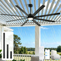 72 Inch Outdoor Smart Ceiling Fan with Lights, Waterproof All Weather Wet Rated, 8 Black Industrial Aluminum Blades, High CFM Quiet DC Motor, Alexa/App Control for Patio, Gazebo & Large Commercial