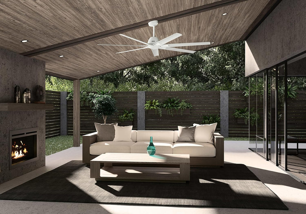 Hunter 72' Downtown Indoor/Outdoor Ceiling Fan, Wall Control, Matte White | ENERGY STAR fan is 64% more efficient, with SureSpeed high-velocity airflow for great rooms, lofts, or covered porches.