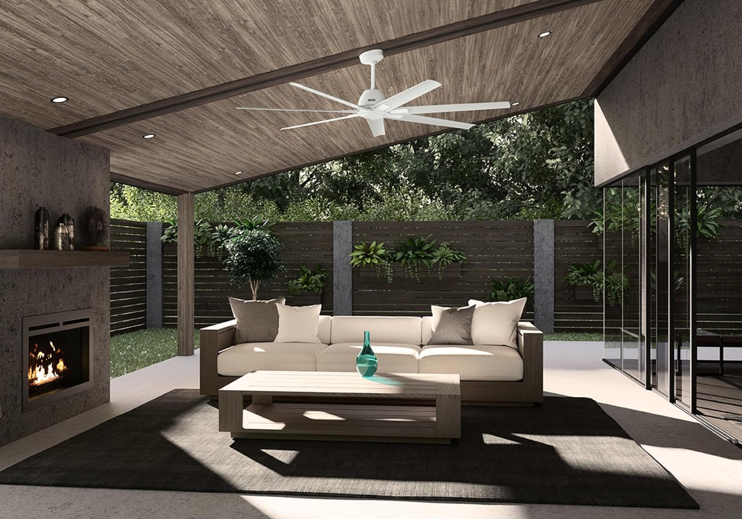 Hunter 72' Downtown Indoor/Outdoor Ceiling Fan, Wall Control, Matte White | ENERGY STAR fan is 64% more efficient, with SureSpeed high-velocity airflow for great rooms, lofts, or covered porches.