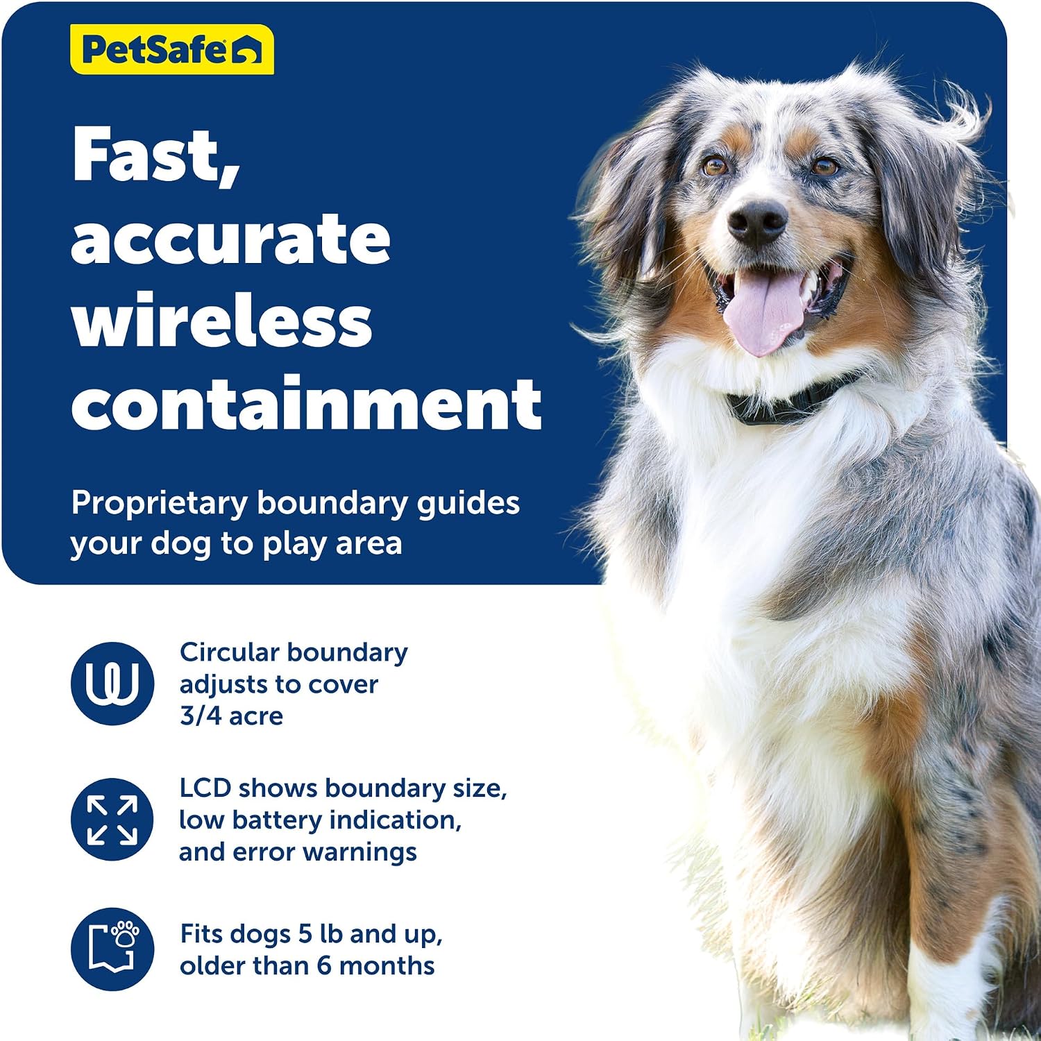 PetSafe Stay & Play Compact Wireless 2-Dog Fence, LCD Screen to Adjust the Circular Boundary, Secure up to 3/4 Acre Area, Use for All Your Pets, Portable System