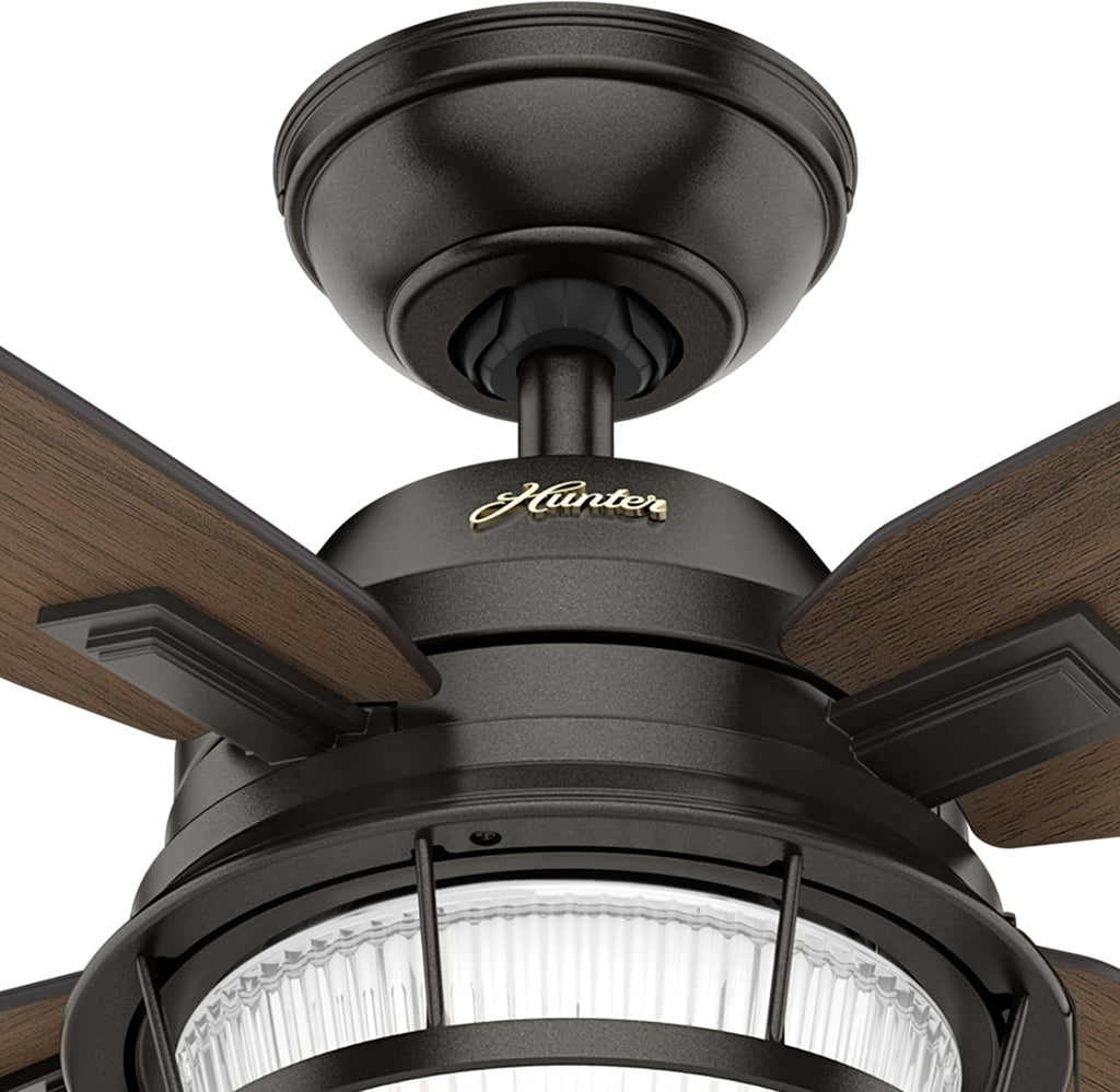 Hunter 52 inch. Outdoor Ceiling Fan in Noble Bronze with LED Light kit (Renewed)