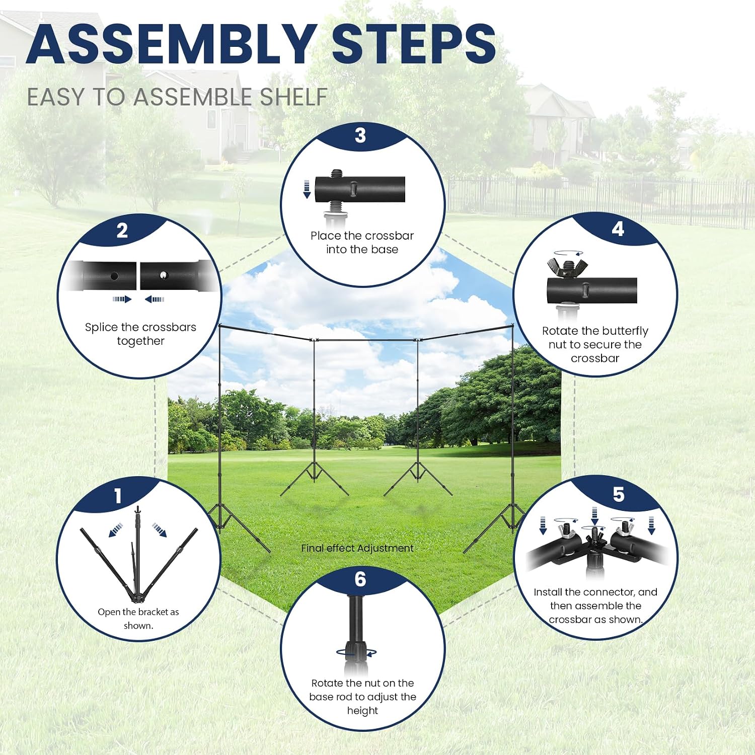 Jiang&Rong 8.5 x 30ft (H x W) Adjustable Photo Backdrop Stand Kit, Large Photography Background Stand with 308°Angle Rotatable Connector for Wedding, Birthday, Party