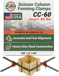 Ellis Manufacturing Company Scissor Column Forming Clamps - Clamp Set for Carpentry & Construction - Net Concrete 22' - 46' - Bar Size 3/8' x 3' x 60'