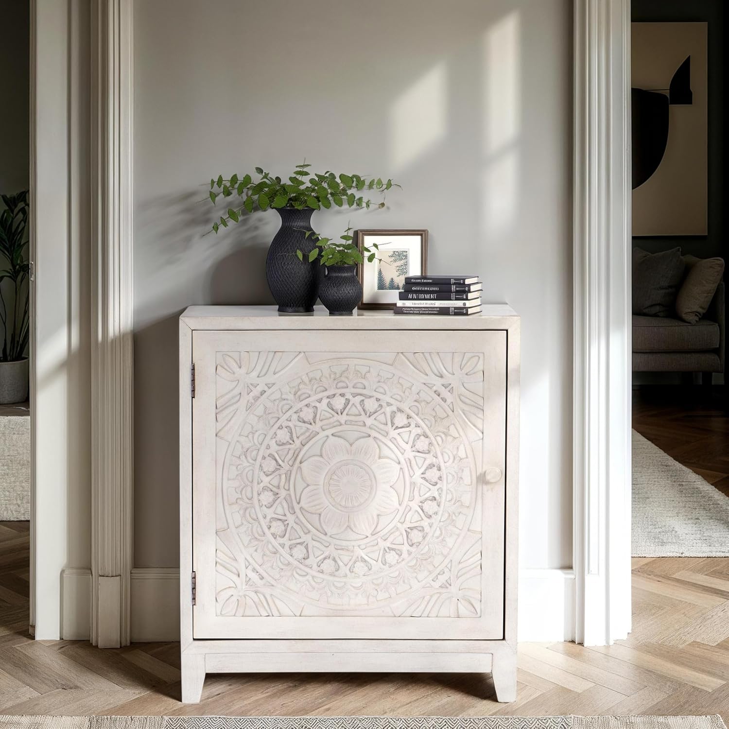 Powell Furniture Grace, Antique White Cabinet,