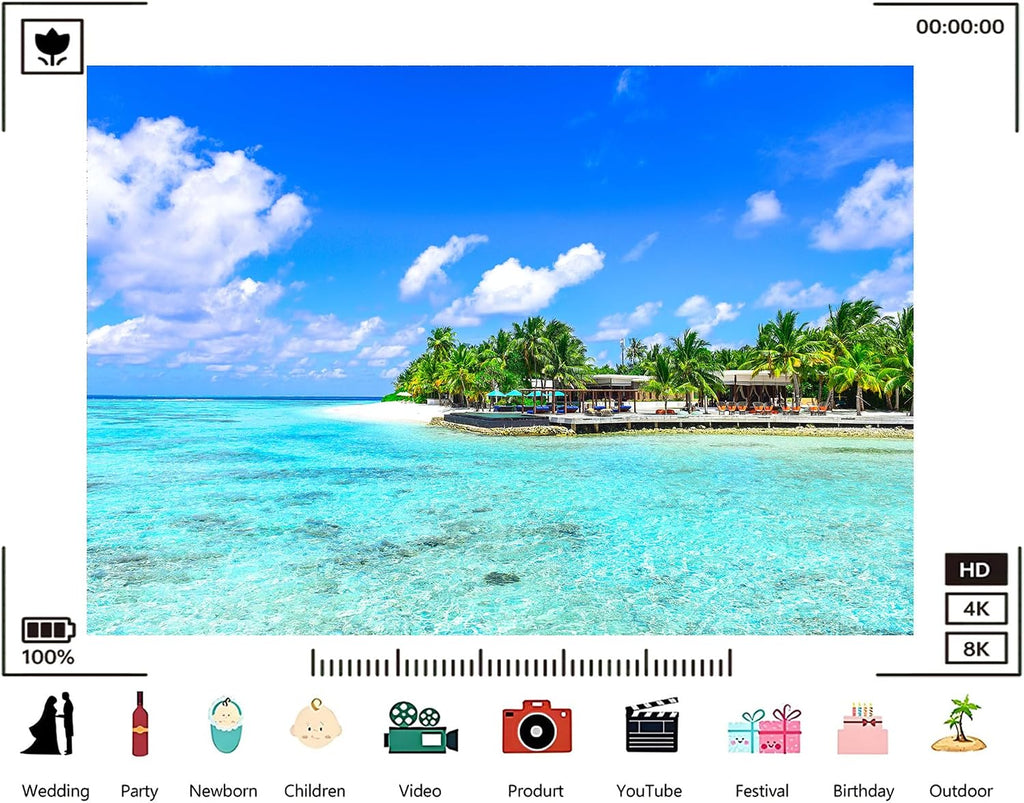 Trykid 20x10ft Tropical Island White Sand Paradise Backdrop Crystal Clear Turquoise Water Photography Background Resort Decor Tapestry Party Decoration Photo Studio Prop Fabric