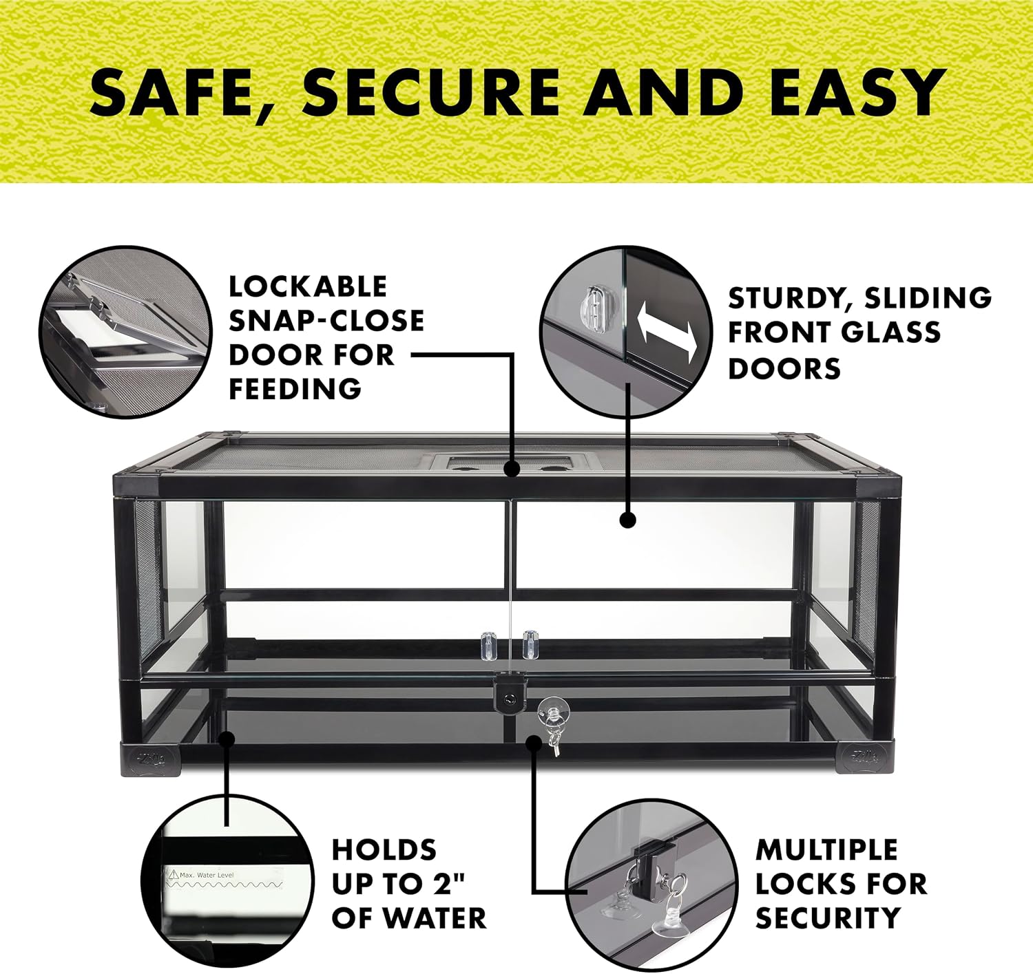 Zilla QuickBuild Reptile 20 Gallon Glass Terrarium Habitat with Swing Door For Geckos, Snakes, Lizards, Frogs, Turtles, and Tortoises, 30' x 12' x 12'