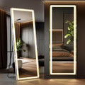 Elevon Full Length Mirror with LED Lights, 71'x26' Floor Mirror with Dimming & 3 Color Lighting, Led Mirrors Full Length with Stand for Bedroom, Dressing Room, Rectangle