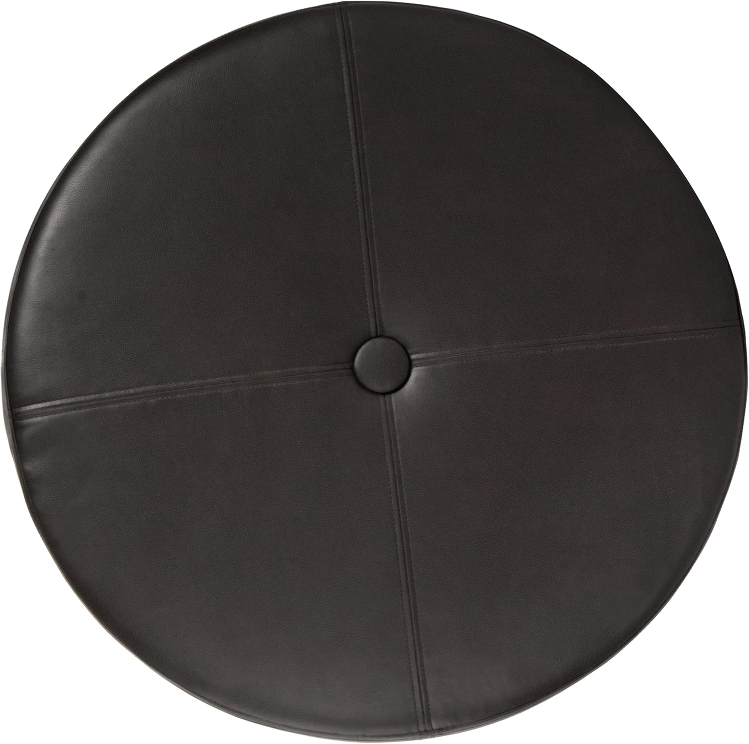 HomePop 32' Large Tufted Round Storage Ottoman - Vintage Brown Faux Leather