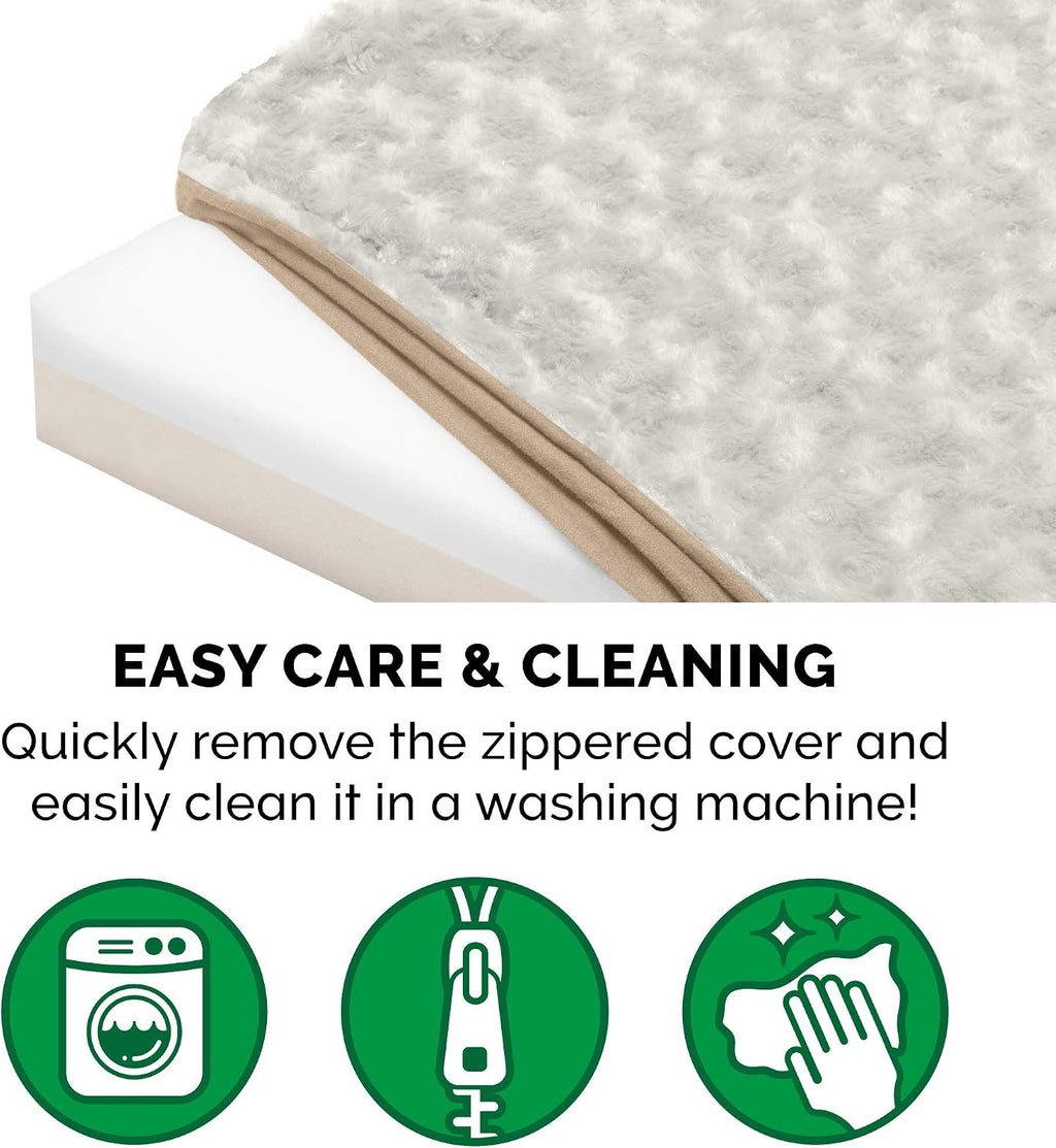 Furhaven Memory Foam Dog Bed for Large Dogs w/ Removable Washable Cover, For Dogs Up to 125 lbs - Ultra Plush Faux Fur & Suede Mattress - Cream, Jumbo Plus/XXL