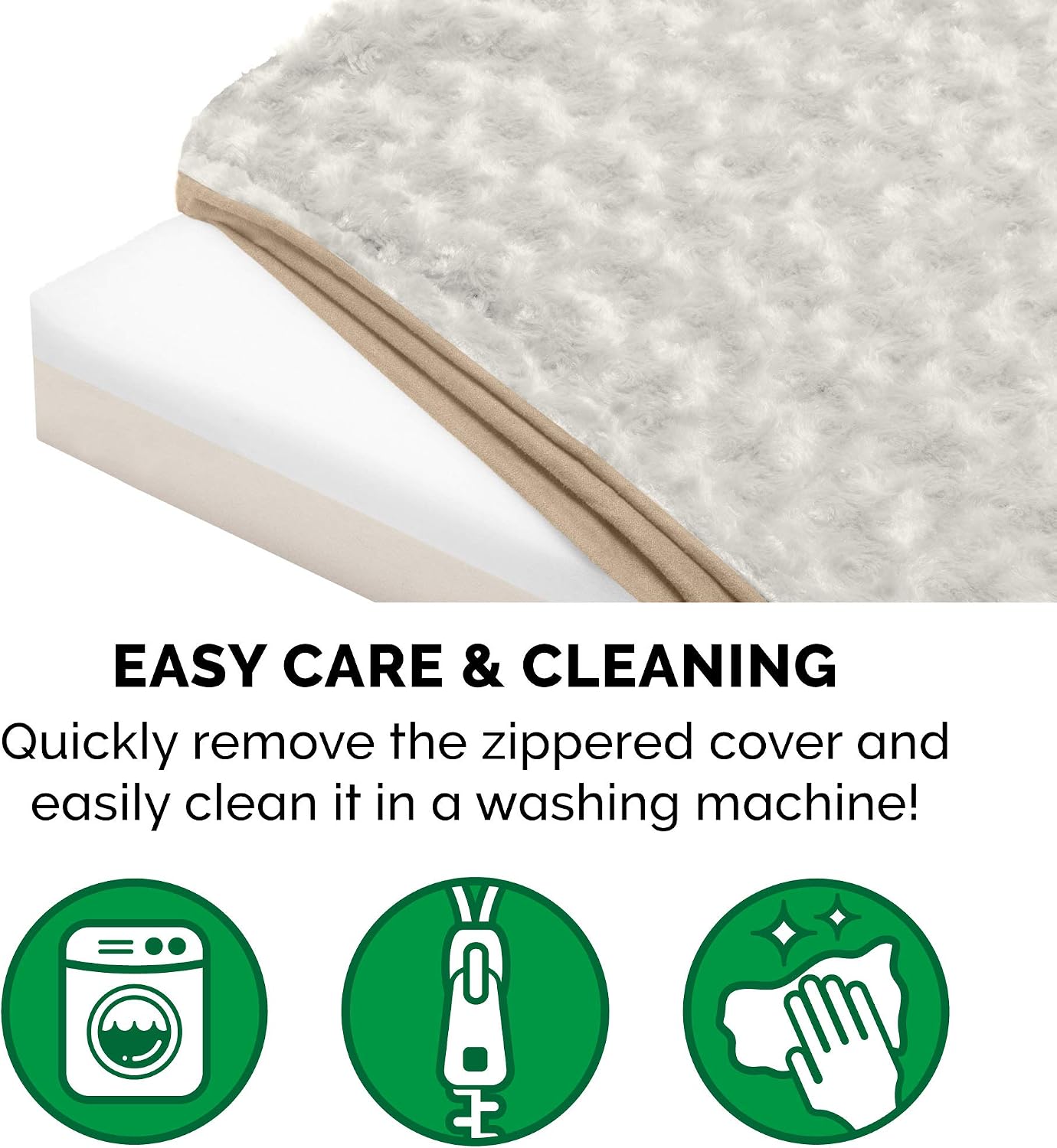 Furhaven Memory Foam Dog Bed for Large Dogs w/ Removable Washable Cover, For Dogs Up to 125 lbs - Ultra Plush Faux Fur & Suede Mattress - Cream, Jumbo Plus/XXL