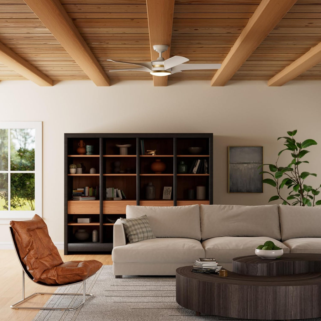 Casablanca - Julia Indoor/Outdoor Ceiling Fan With Light, Wall Control, Remote, 52-inch, 6-speed DC Motor, Energy Star, for porches, patios, sunrooms, bathrooms (Fresh White)