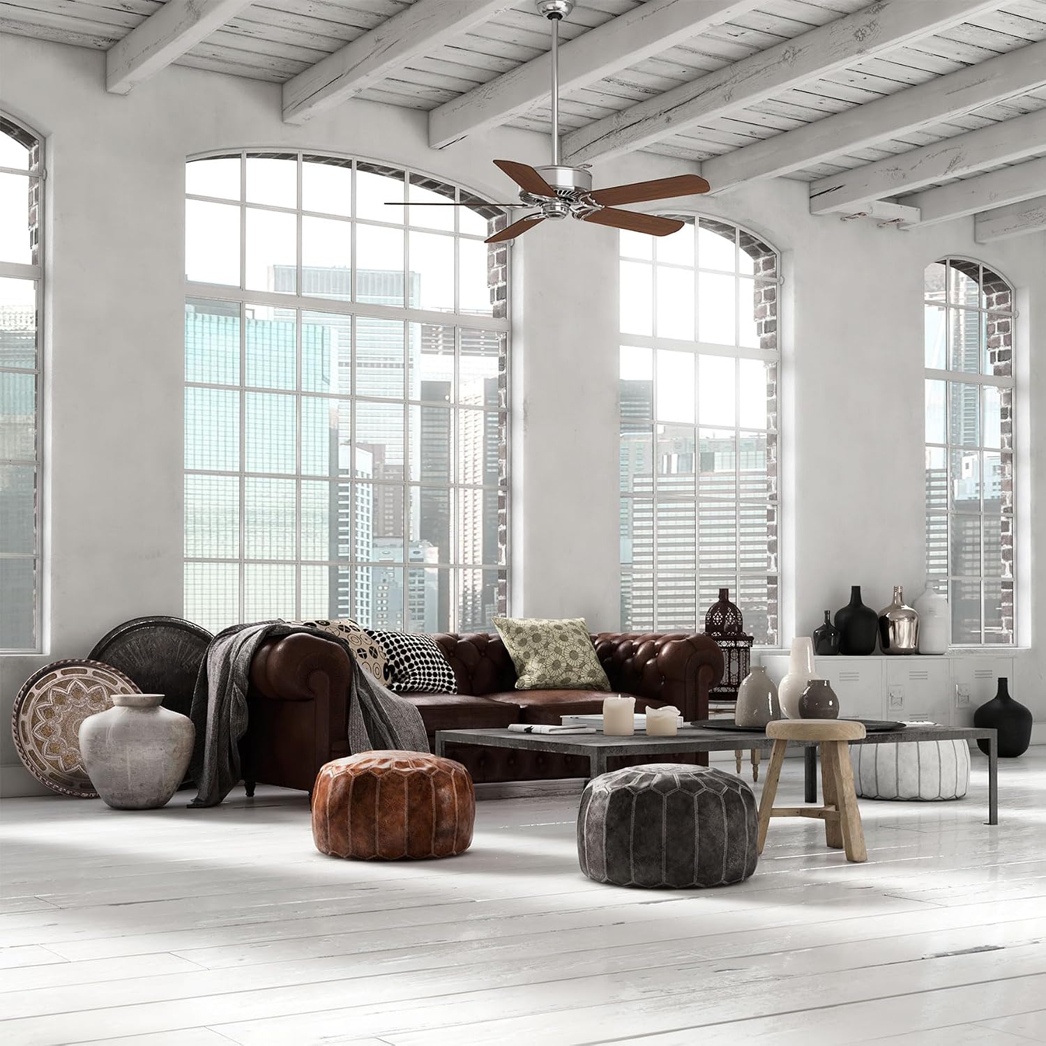 Casablanca 54 inch Indoor Ceiling Fan No Light with Remote Control - Ceiling Fan without Light, Standard Mount, 5 Blades, For Bedroom, Living Room, or Kitchen - Panama 59511, Brushed Nickel