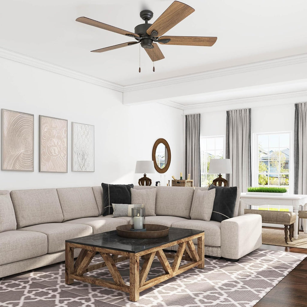 Prominence Home Glencrest, 52 Inch Farmhouse Ceiling Fan with No Light, Remote Control, Three Mounting Options, 5 Dual Finish Blades, Reversible Motor - 50682-01 (Bronze)