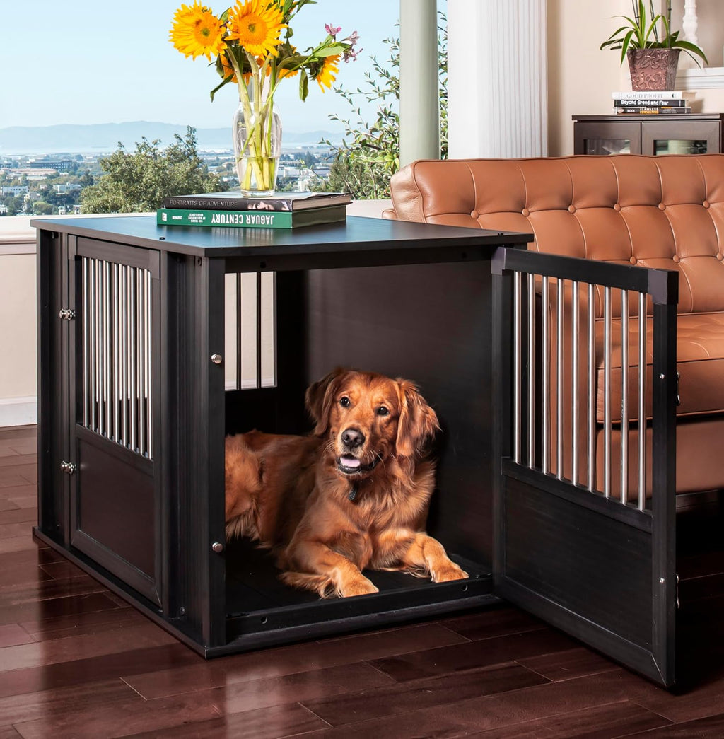 New Age Pet® Durable ECOFLEX® Large Dog Crate with Flexible Door Placement in Black