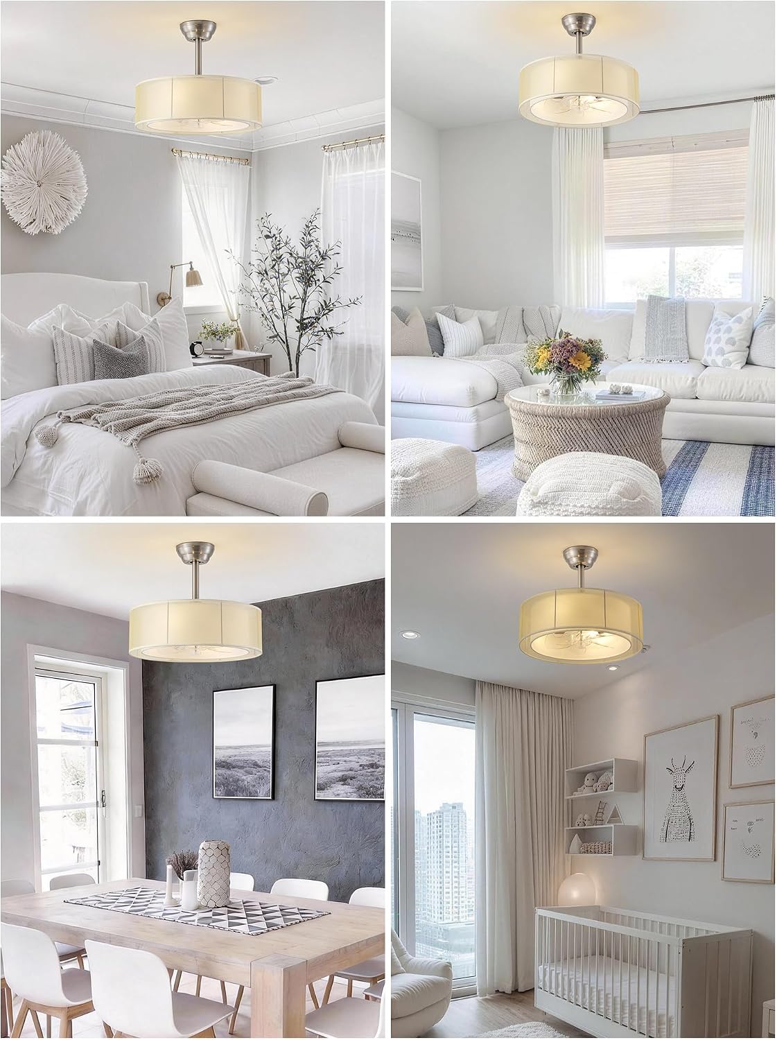 20' Caged Fandelier Ceiling Fans with Lights, Yellow Mid Century Boho Chandelier Ceiling Fan with Light Remote Control with 6 Speeds for Bedroom, Living Room, Nursery