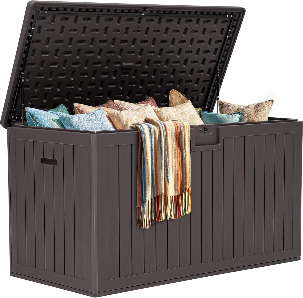 YITAHOME 220 Gallon Double-Wall Deck Box with Divider & Side Handles, Outdoor Large Storage for Patio Furniture Cushions, Garden Pool Accessories, Water Resistant & Lockable
