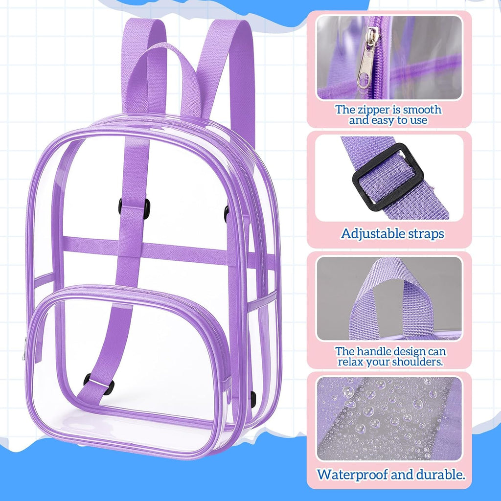 Aliceset 30 Pcs Clear Backpack Bulk Waterproof Transparent Colorful Bookbag Donation Supply Kits for Women Men (18 Inch)