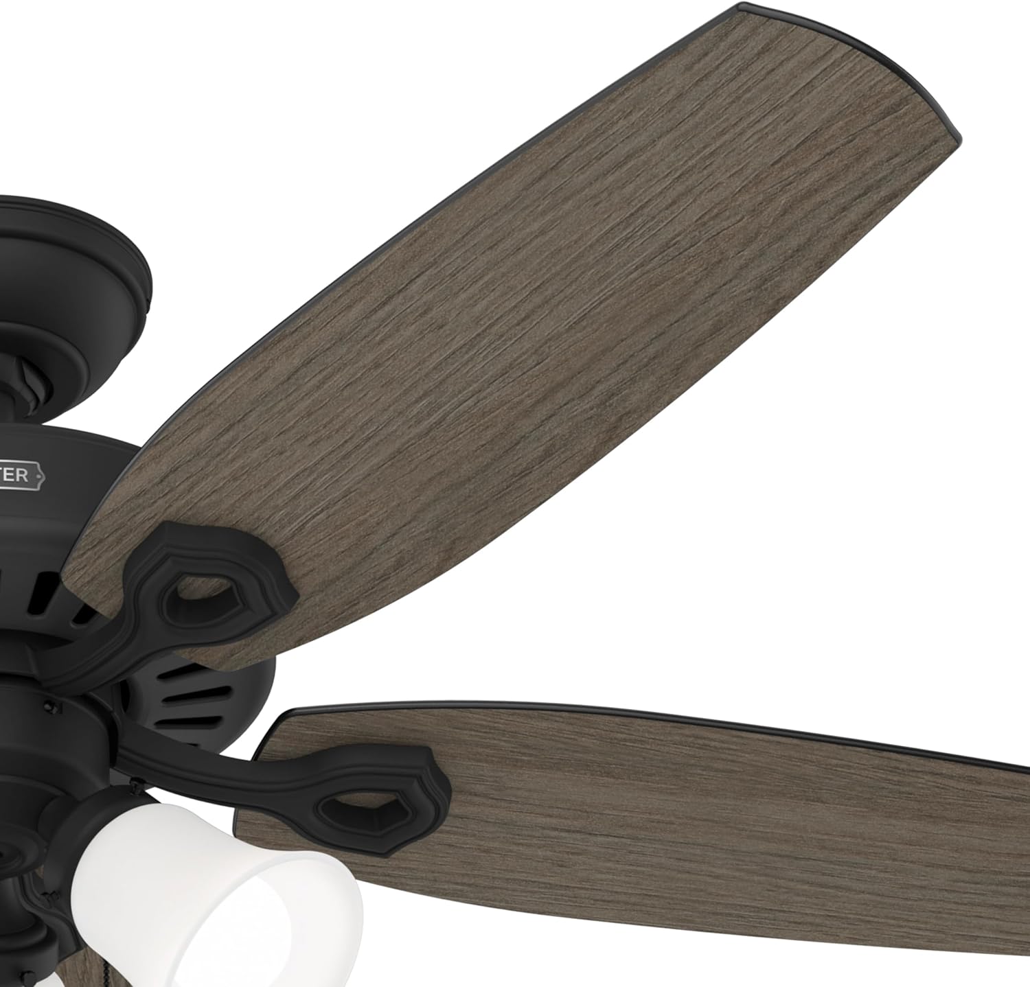 Hunter Fan 52 Inch Matte Black Indoor Ceiling fan with LED Light and Pull Chain for Bedroom, Living Room, Office, Basement, Kitchen, Dining Room (Renewed)